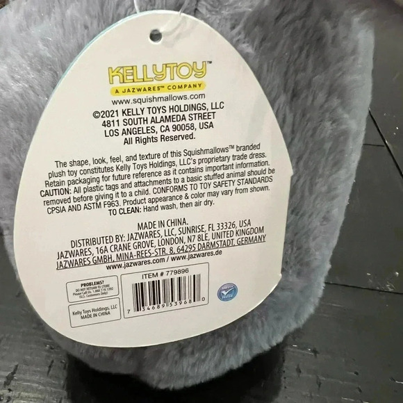 NWT Squishmallow Jason the Donkey 8 Inches Plush Fuzzy Fluffy Kellytoy Gray - Picture 9 of 10